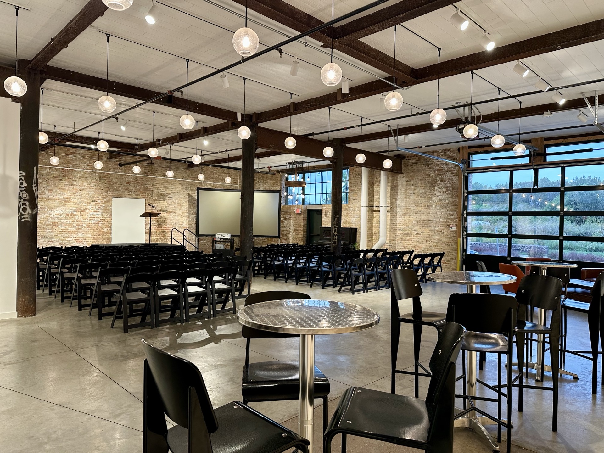 Garver Canvas — an art gallery turned modern event space with colorful lighting