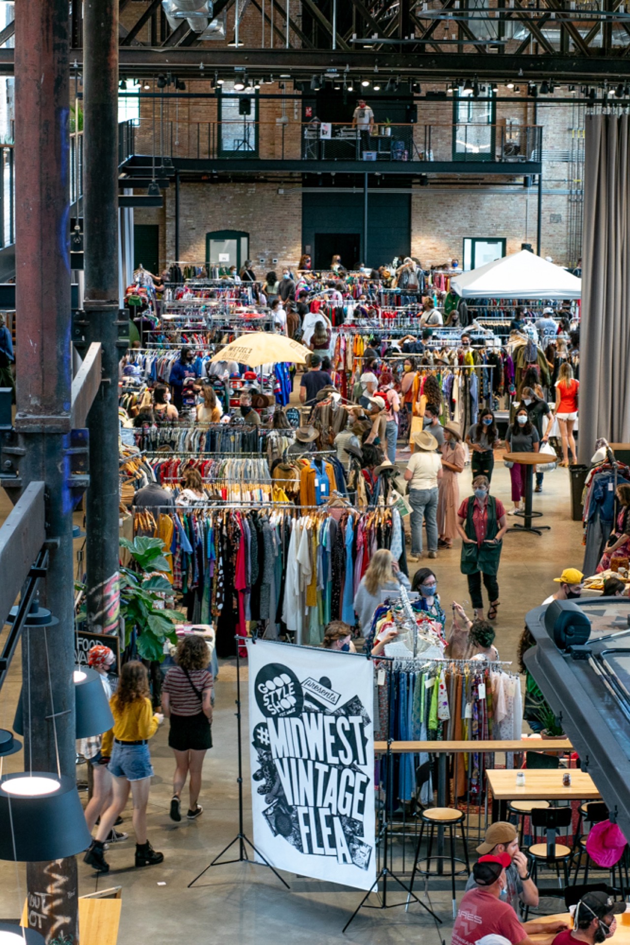 Midwest Vintage Flea vendors with curated antiques and vintage goods at Garver Events